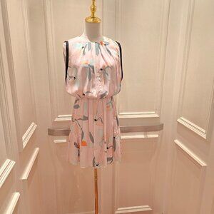 New Reiss Jacqueline Leaf Print Mini Dress In Sage